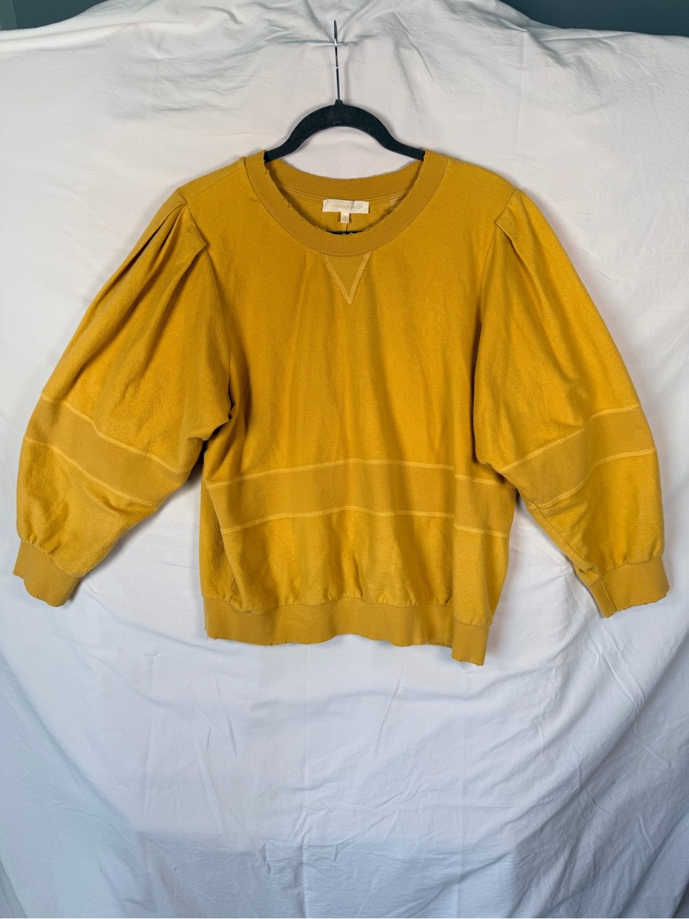 LoveShackFancy Golden Mustard Puff Sleeve Sweatshirt Cottagecore M